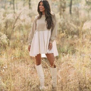 Sweater Top Poplin Dress